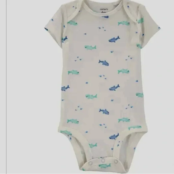 Carter's Baby 4-pack Blue Body Suit Dinosaur. Size 18M, 100% Cotton - Picture 7 of 8